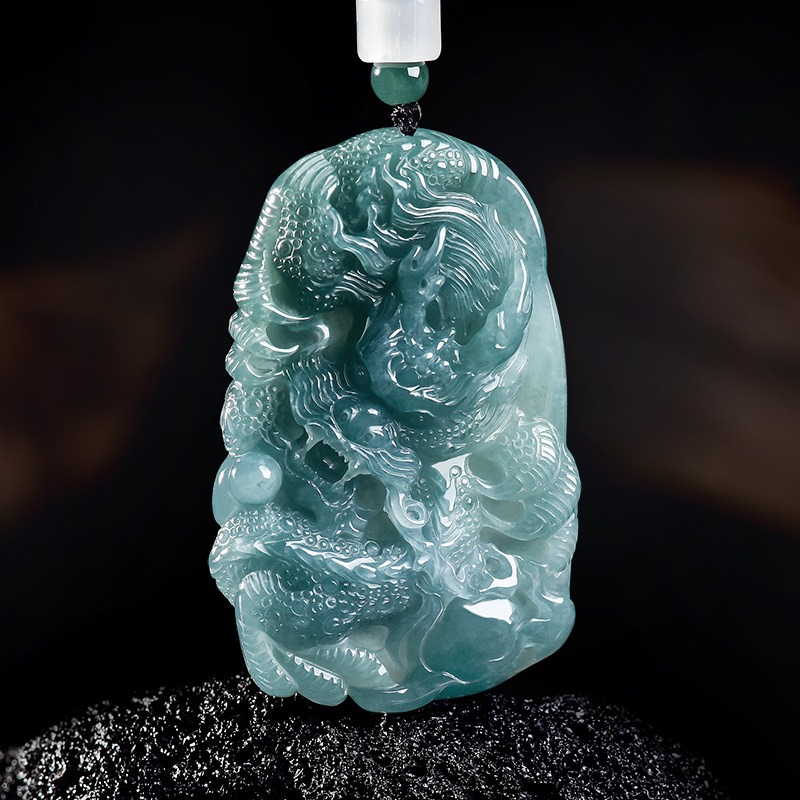 Jewelry & Watches Bench - Natural Burmese Jadeite Dragon Pendant Necklace