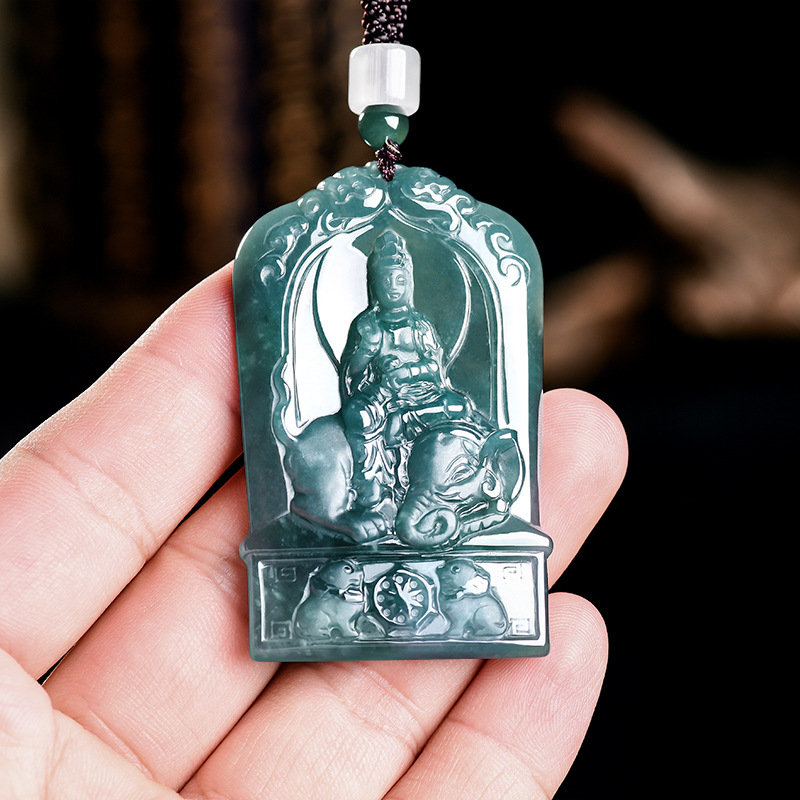 Jewelry & Watches Bench - Natural Burmese Jadeite Guanyin Pendant Necklace