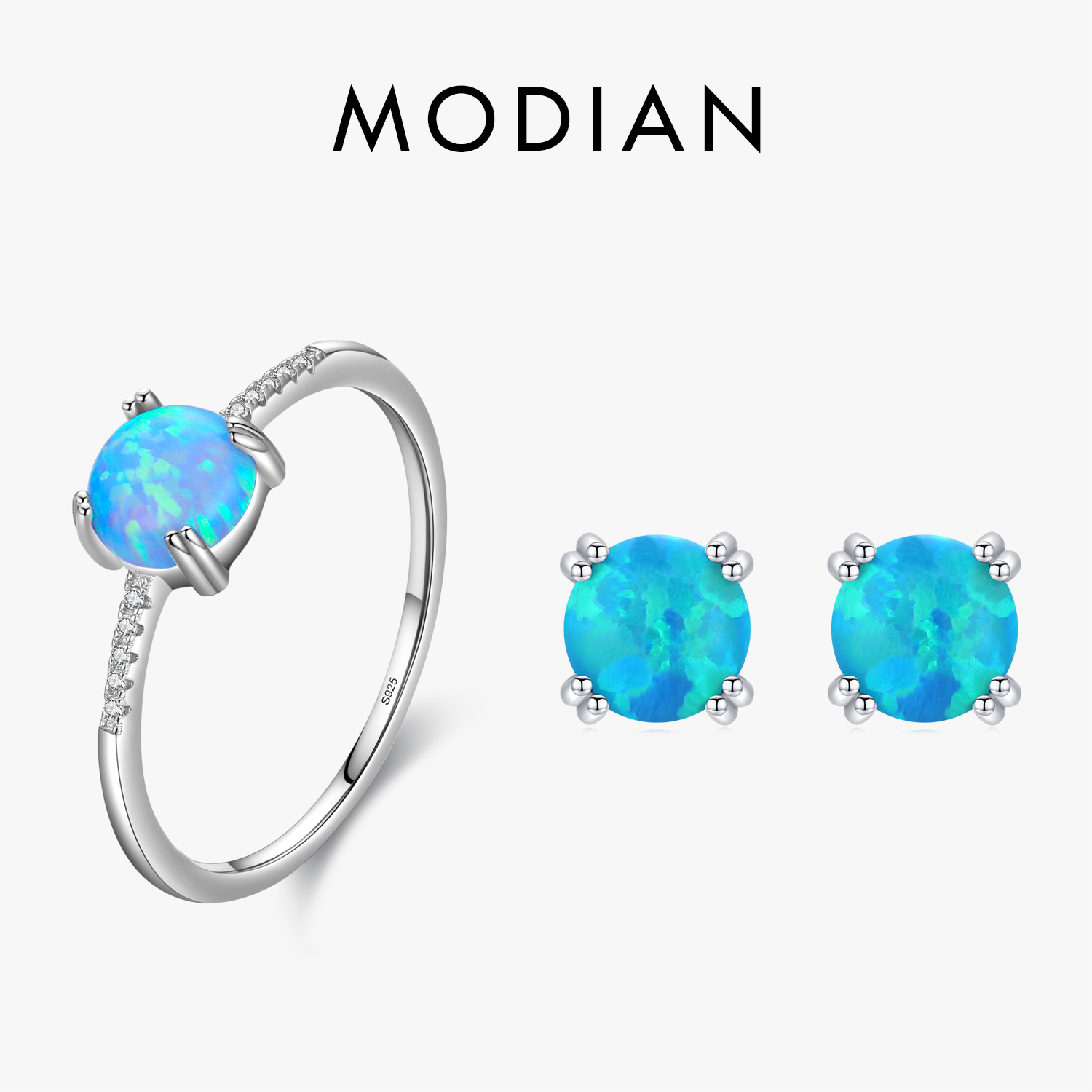 Opal Earrings Dangle - MODIAN Natural Opals Series Jewelry Set