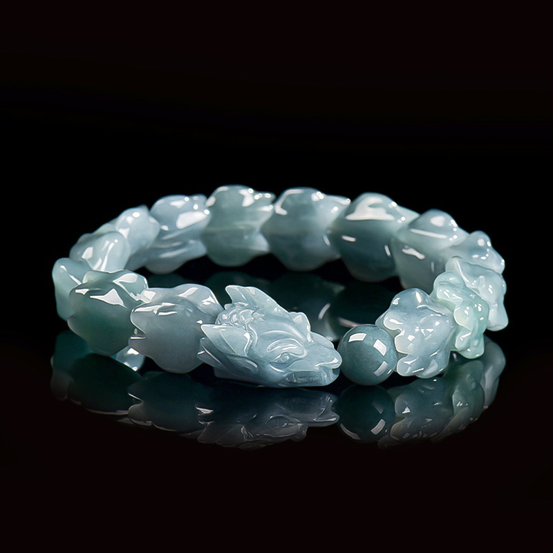 Jewelry & Watches Bench - Blue Burmese Jadeite Dragon Bracelet Carved