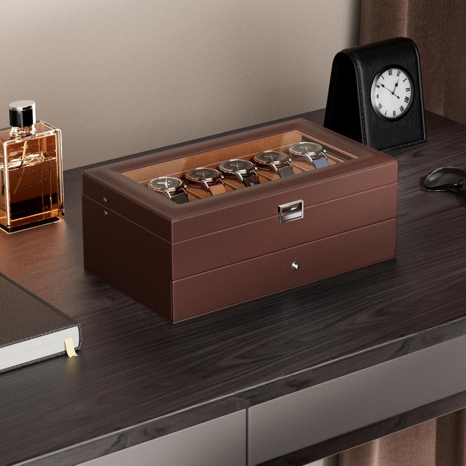 Watch Box with 12 Slots and Dr - Watch Display Box ulasan dan harga