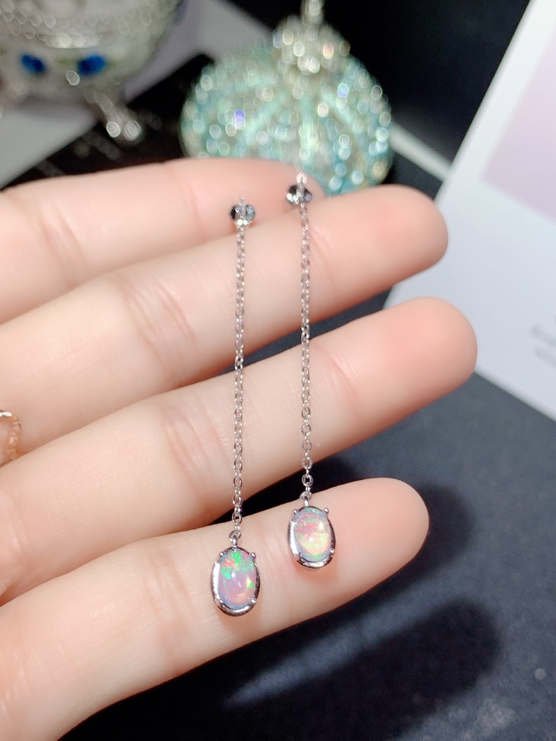 Oval 4*6MM Natural Opal Drop E - Opal Earrings Dangle ulasan dan harga