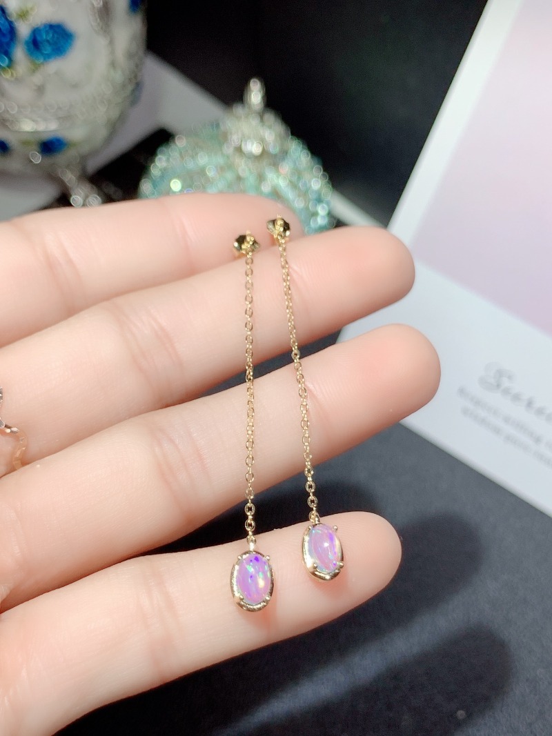 Oval 4*6MM Natural Opal Drop E - Opal Earrings Dangle ulasan dan harga