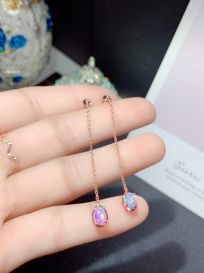 Oval 4*6MM Natural Opal Drop E - Opal Earrings Dangle ulasan dan harga