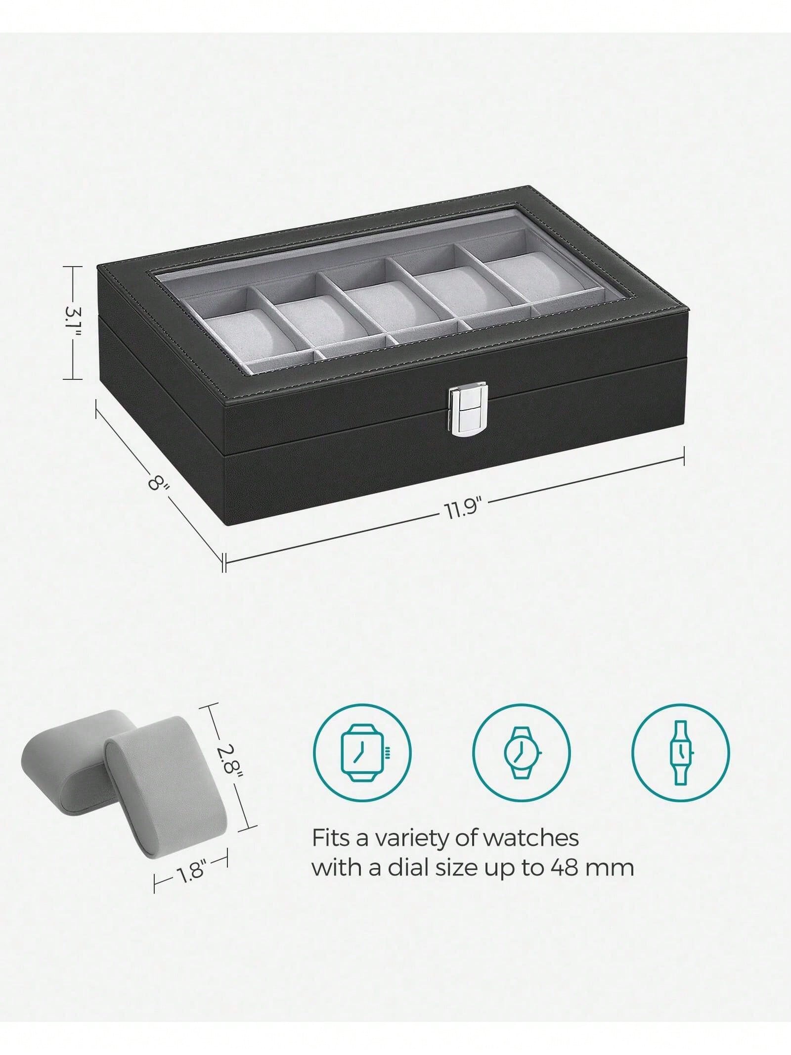 12-Slot Lockable Watch Box wit - Watch Display Box ulasan dan harga
