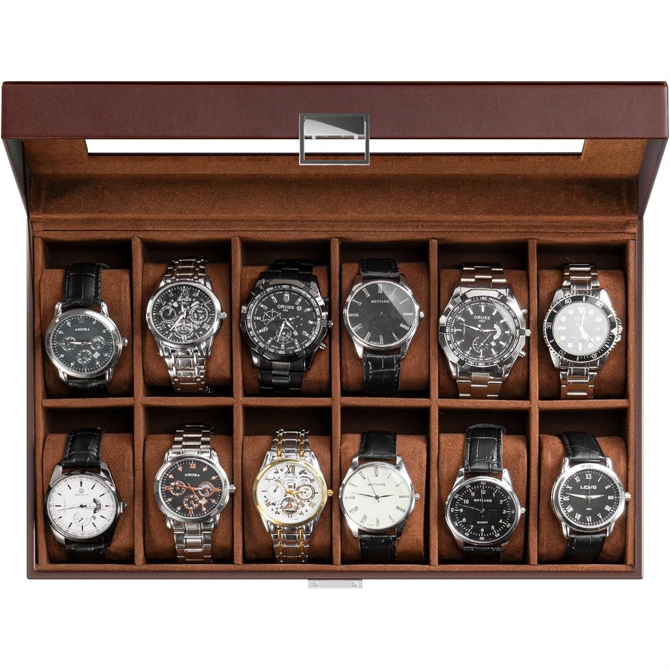 12 Slot Watch Display Case wit - Watch Display Box ulasan dan harga