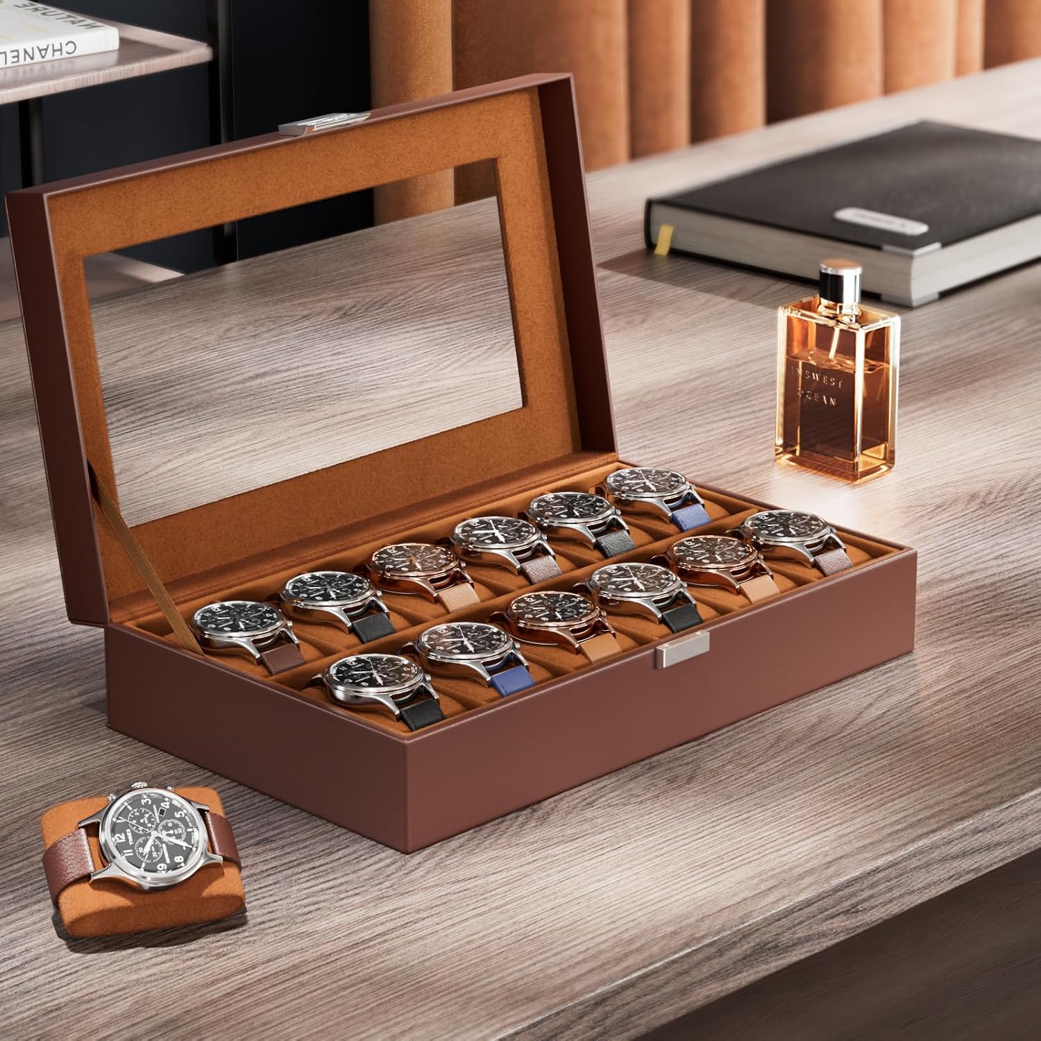 12 Slot Watch Display Case wit - Watch Display Box ulasan dan harga