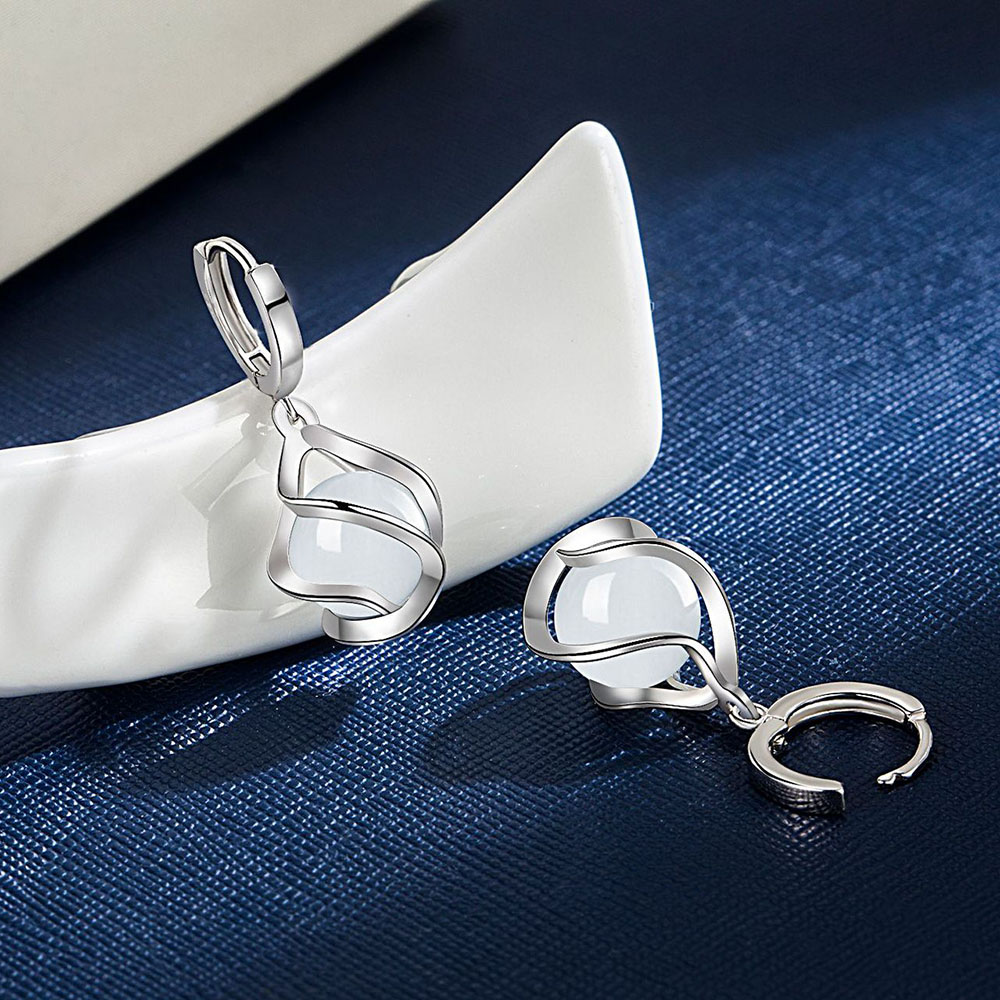 New 925 Sterling Silver Women  - Opal Earrings Dangle ulasan dan harga