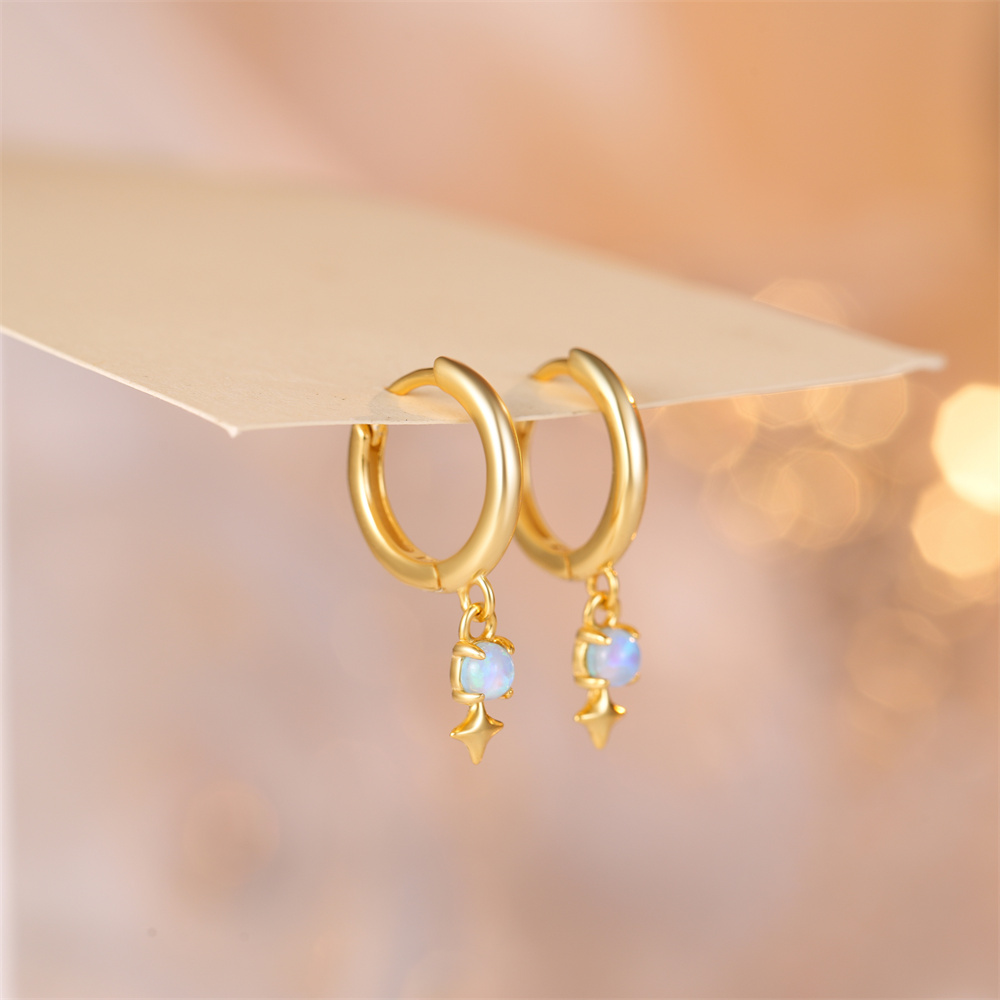 ROXI White Opal Drop Hoop Earr - Opal Earrings Dangle ulasan dan harga