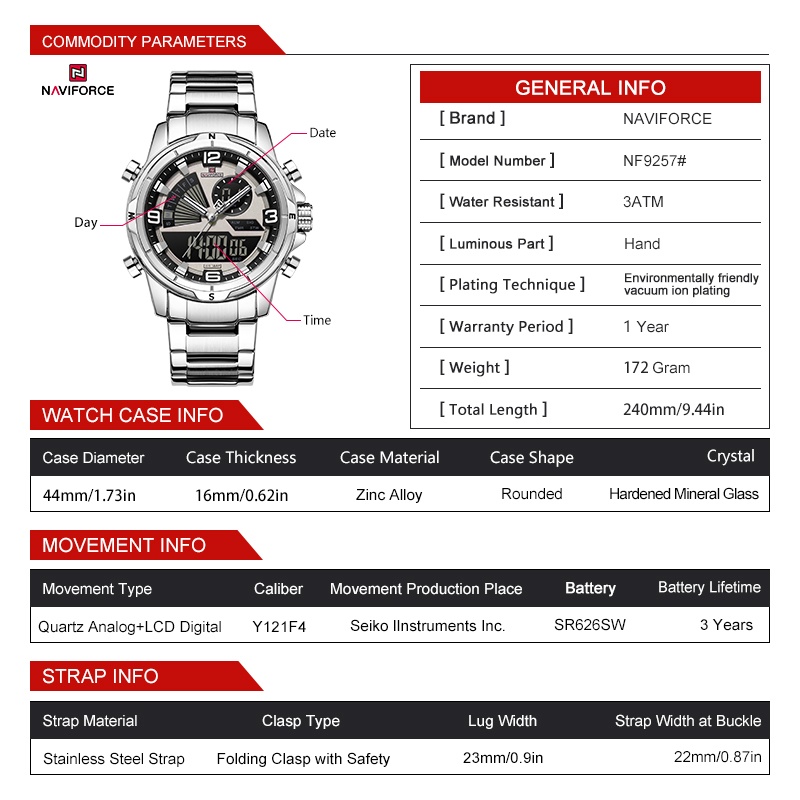 NAVIFORCE Men Dual Display Wat - Watch Display Box ulasan dan harga